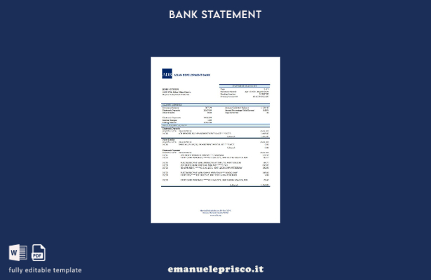modello word di estratto conto bancario ADB Marshal Islands in stile verificato